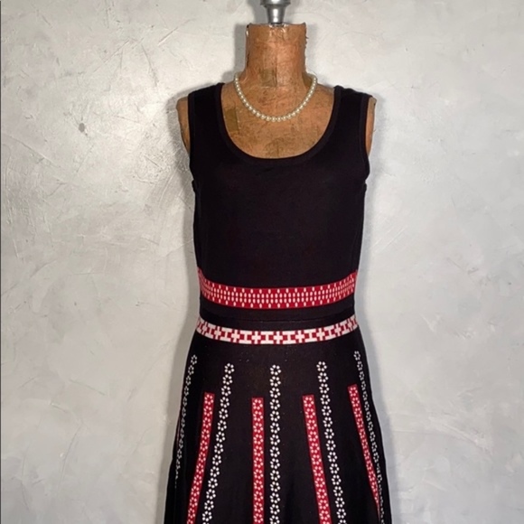 NWT Modcloth Retro Print Fit & Flare Sweater Dress - Picture 2 of 6